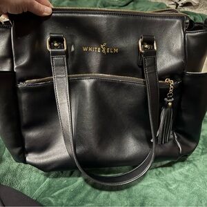 White Elm Black Leather Tote Bag - GUC